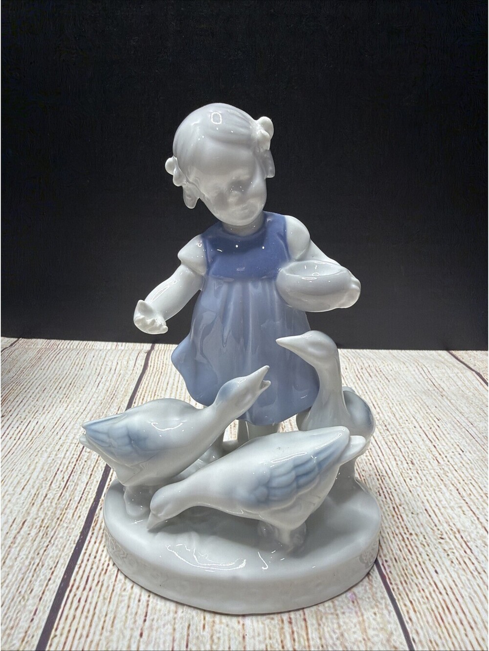 Gerold Porzellan Girl Feeding Geese #5245 Porcelain Figurine Bavaria W. Germany